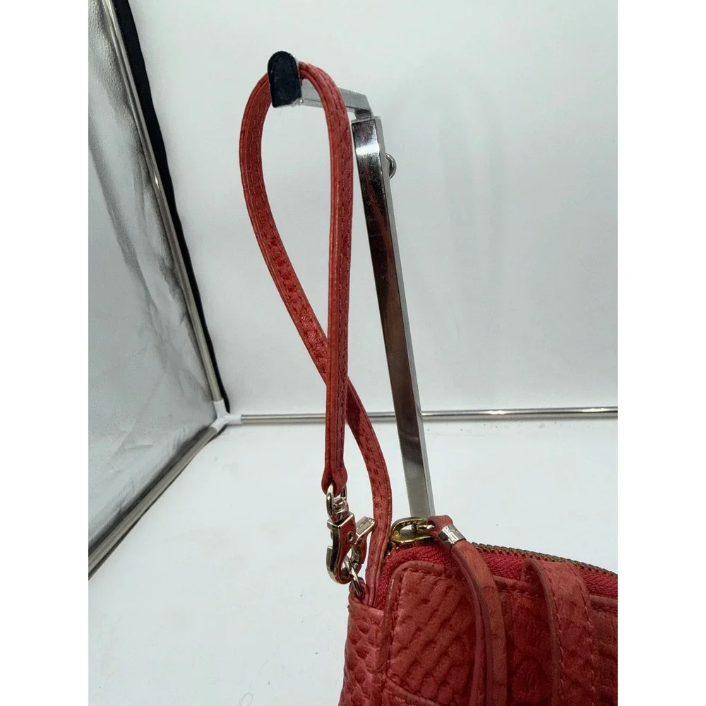 Elliott Lucca Red Python Embossed Leather Zip Around Wristlet Wallet